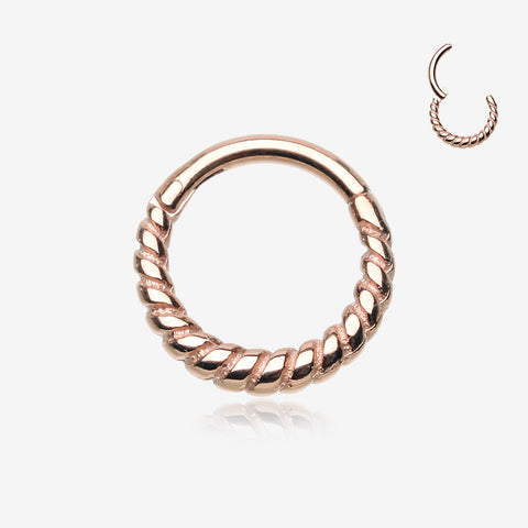 Rose Gold Classic Rope Seamless Clicker Hoop Ring