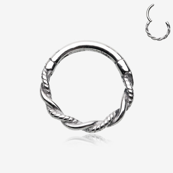 Vintage Twisted Rope Seamless Clicker Hoop Ring