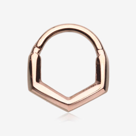 Rose Gold Majestic Hexa Steel Seamless Clicker Hoop Ring