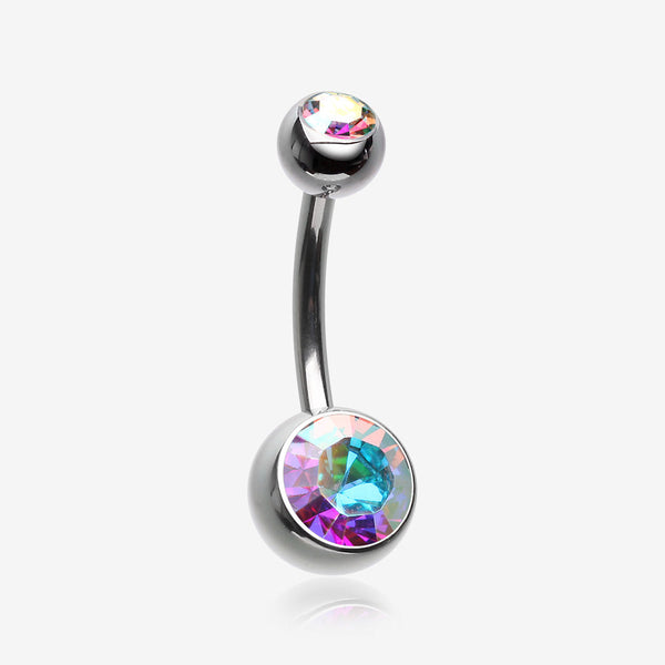 Implant Grade Titanium Internally Threaded Basic Belly Button Ring-Aurora Borealis