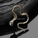 A Pair of Vicious Cobra Snake Swirl Golden Brass Hoop Ear Weight Hanger