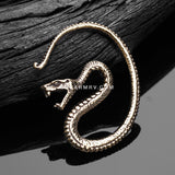 A Pair of Vicious Serpent Snake Swirl Golden Brass Hoop Ear Weight Hanger
