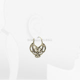 A Pair of Enchanted Royal Bali Filigree Golden Brass Plug Hoop Earring