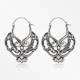A Pair of Enchanted Royal Bali Filigree White Brass Plug Hoop Earring