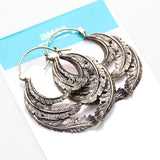A Pair of Vintage Goddess Leaflet Loops Golden Brass Plug Hoop Earring