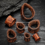 A Pair of Teardrop Coconut Wood Double Flared Tunnel Plug