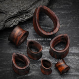 A Pair of Teardrop Rosewood Double Flared Tunnel Plug