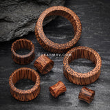 A Pair of Coconut Wood Double Flared Tunnel Plug
