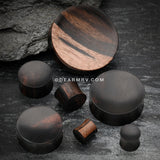 A Pair of Concave Tiger Ebony Wood Double Flared Plug
