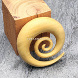 A Pair of Jackfruit Wood Super Spiral Hanger Plug-Yellow