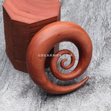 A Pair of Sabo Wood Super Spiral Hanger Plug-Orange/Brown
