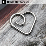 Implant Grade Titanium Swirling Heart Twist Hoop Ring