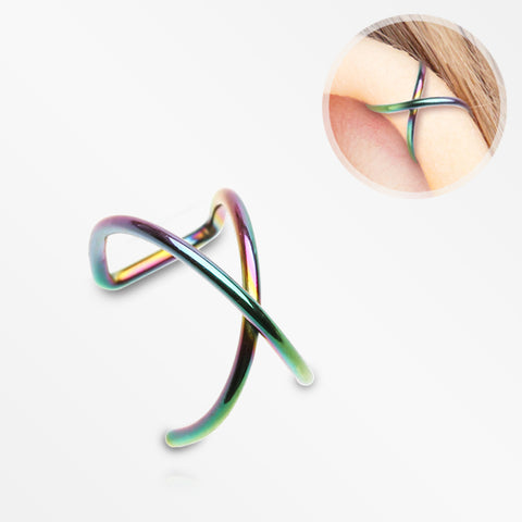 Colorline Simple Cross Loop Steel Non-Piercing Cartilage Helix Ear Clip