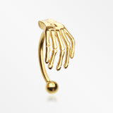 Golden Skeleton Hand of Death Curved Barbell