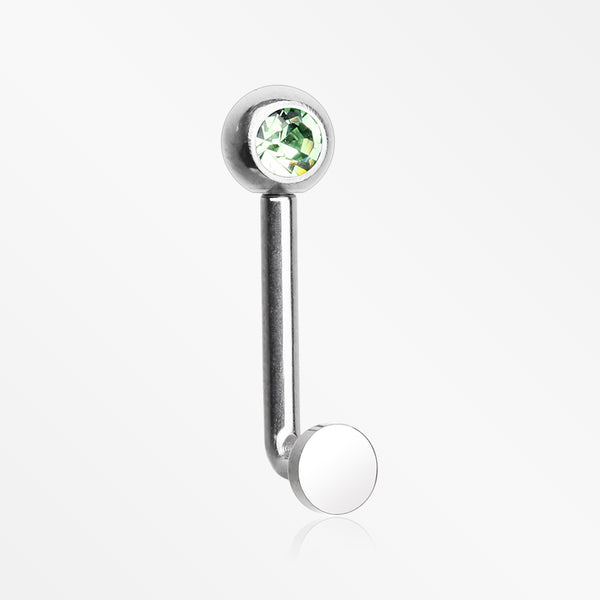 Implant Titanium Sparkle Gem Internally Threaded VCH Bent Barbell-Green