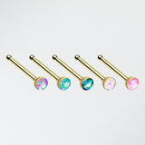 5 Pcs of Golden Opal Sparkle Nose Stud Ring Pack-Rainbow/Multi-Color