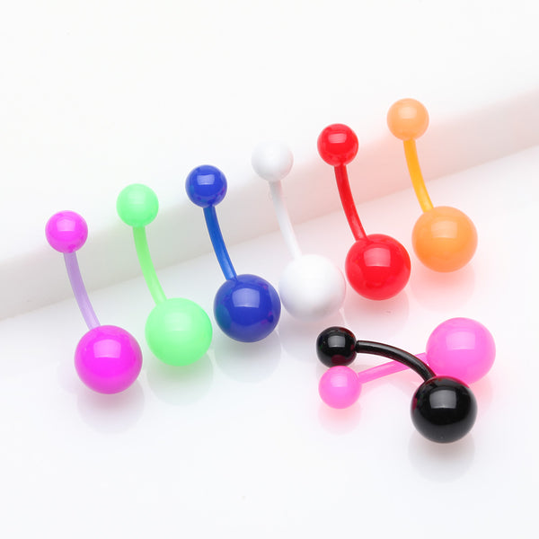 8 Pcs Assorted Basic Bio-Flexible Solid Acrylic Belly Button Ring
