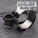 7/16" to 1 inch Single Flared Ear Gauge Plug Set-Steel
