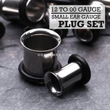 14 to 00 Gauge Single Flared Ear Gauge Plug Set-Steel
