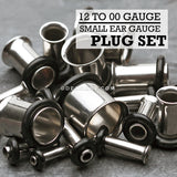 14 to 00 Gauge Single Flared Ear Gauge Plug Set-Steel