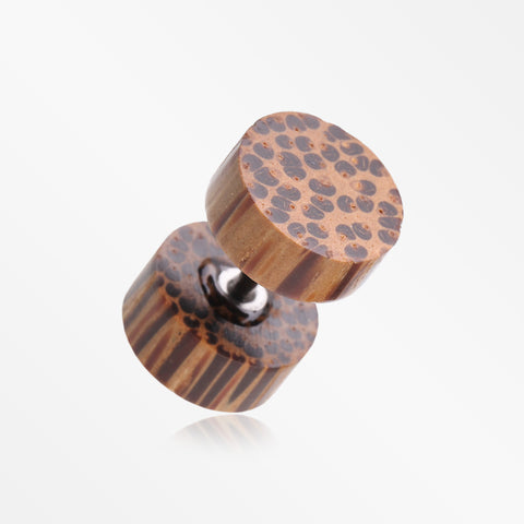 A Pair of Coconut Wood Fake Plug Earring