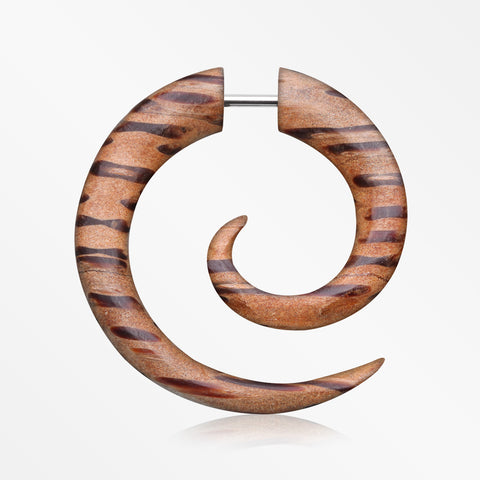 A Pair of Coconut Wood Fake Spiral Hanger Earring