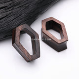 A Pair of Tiger Ebony Wood Casket Double Flared Tunnel Plug