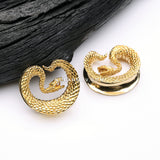 A Pair of Golden Brass Vicious Viper Snake Saddle Tunnel Plug