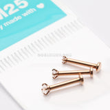 3 Pcs Pack of Assorted Rose Gold Prong Set Sparkle Gem Steel Micro Labret-Clear Gem