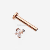 3 Pcs Pack of Assorted Rose Gold Prong Set Sparkle Gem Steel Micro Labret-Clear Gem
