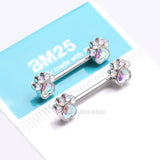 Detail View 3 of A Pair of Sparkle Adorable Paws Nipple Barbell-Aurora Borealis