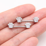 Detail View 2 of A Pair of Sparkle Adorable Paws Nipple Barbell-Clear Gem