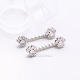 Detail View 1 of A Pair of Sparkle Adorable Paws Nipple Barbell-Clear Gem