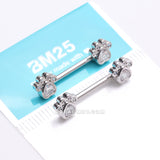 Detail View 3 of A Pair of Sparkle Adorable Paws Nipple Barbell-Clear Gem