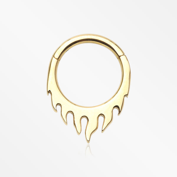 Golden Blazing Flame Clicker Hoop Ring