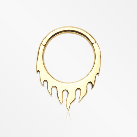Golden Blazing Flame Clicker Hoop Ring