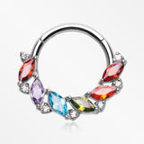 Brilliant Sparkle Marquise Weave Wreath Clicker Hoop Ring-Multi-Color