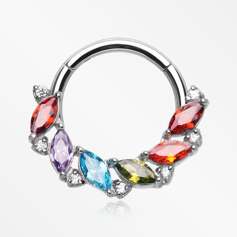 Brilliant Sparkle Marquise Weave Wreath Clicker Hoop Ring-Multi-Color