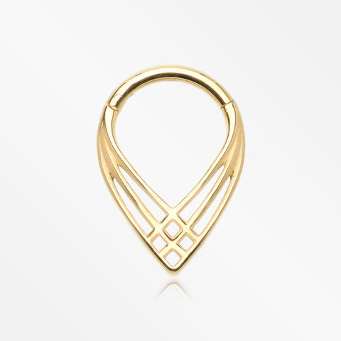 Golden Triple Cross Weave Clicker Hoop Ring