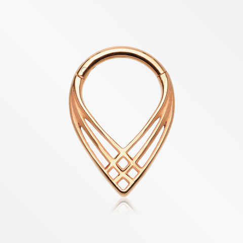 Rose Gold Triple Cross Weave Clicker Hoop Ring