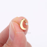 Detail View 2 of Pure24K Implant Grade Titanium OneFit™ Threadless Crescent Moon Sparkle Dangle Top Part-Clear Gem