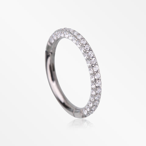 Implant Grade Titanium Brilliant Sparkle Pave Encircle Clicker Hoop Ring