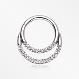 Implant Grade Titanium Hammered Accent Double Loop Clicker Hoop Ring