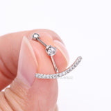 Detail View 2 of Sparkle Journey Curve Ear Jacket Cartilage Barbell Earring-Clear Gem