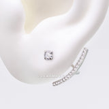 Detail View 1 of Sparkle Journey Curve Ear Jacket Cartilage Barbell Earring-Clear Gem