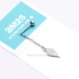 Detail View 3 of Chained Sparkle Feather Teardrop Dangle Cartilage Barbell Earring-Clear Gem