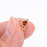Detail View 2 of Golden Tailed Devil's Heart Sparkle Cartilage Barbell Earring-Red