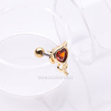 Detail View 1 of Golden Tailed Devil's Heart Sparkle Cartilage Barbell Earring-Red