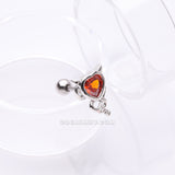 Detail View 1 of Tailed Devil's Heart Sparkle Cartilage Barbell Earring-Red
