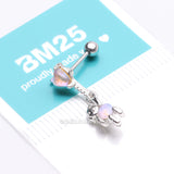 Detail View 4 of Adorable Floating Bear Heart Balloon Sparkle Cartilage Barbell Earring-Pink